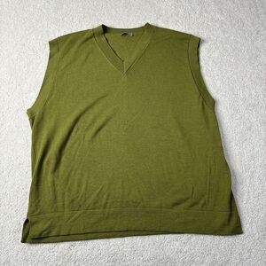 Margaret Howell Sweater Vest Men's Large Olive Green‎ Merino Wool V-Neck Knit